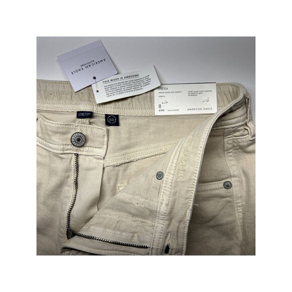 NWT American Eagle Dreamy Drape Easy SHORTIE Sz 8 Stretch Cream Low Rise Shorts - Picture 5 of 10